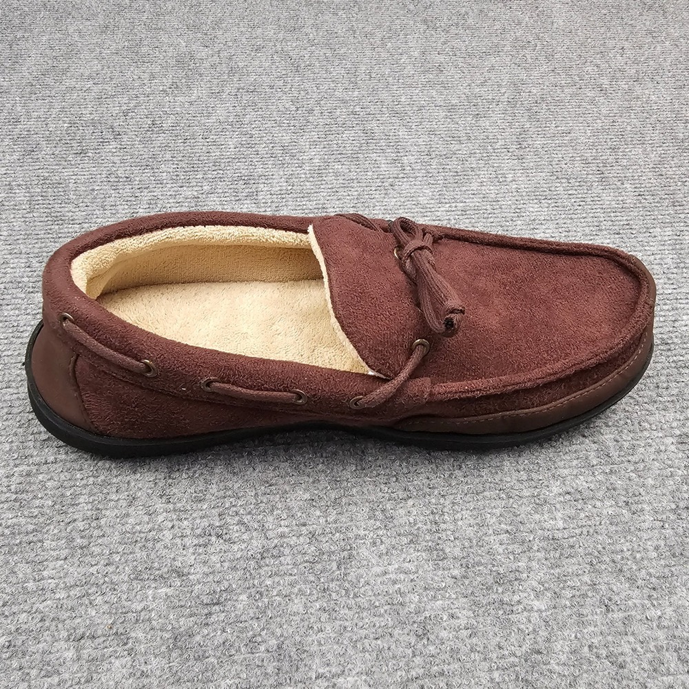 Isotoner Mens Moccasin Slippers Gel Memory Foam Indoor Outdoor Brown LG 9.5-10.5